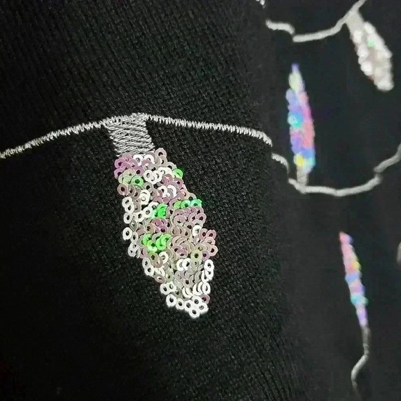 Tipsy Elves Oversized Black Sweater Dress Iridescent Sequin Christmas Lights XS - Picture 9 of 16